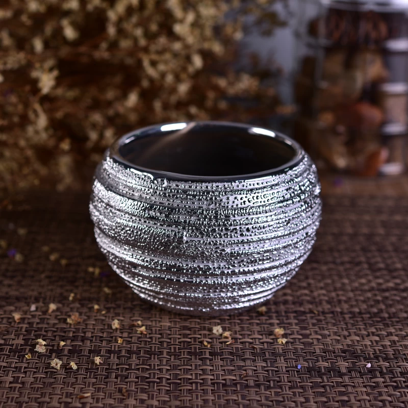 Round Electroplated  Dolomite Porcelain Candle Container for Candle Making