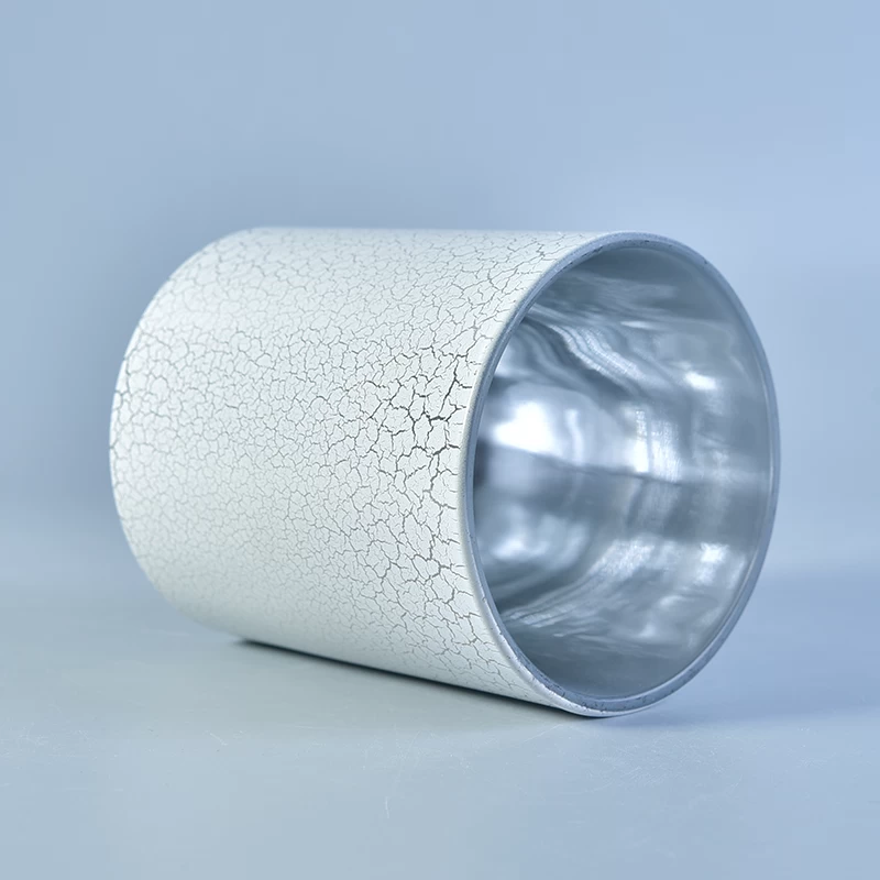 300ml white ice crack cylinder glass candle holder