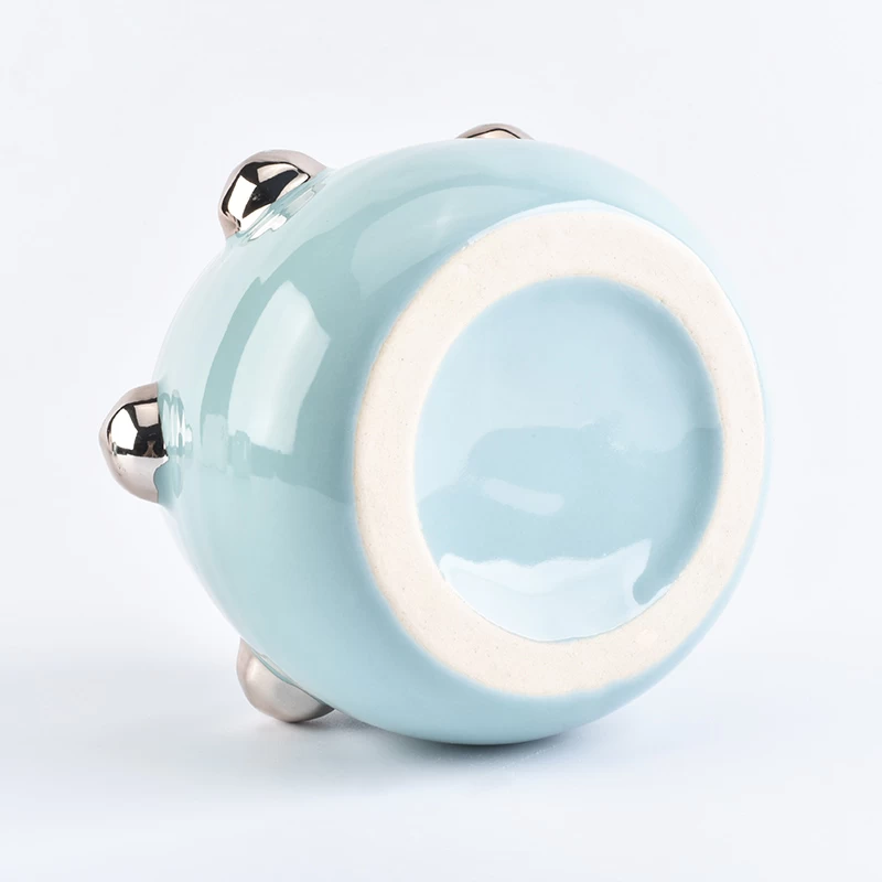 Wholesale blue pearl glaze ceramic candle jars