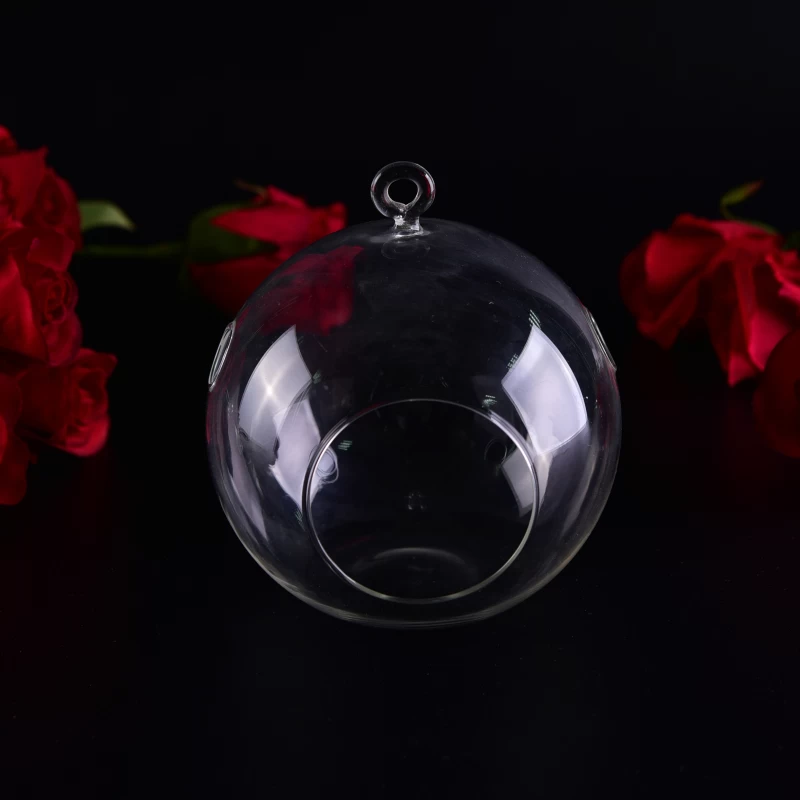 Hanging glass vase tealight holder