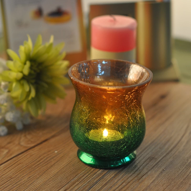 Gradient color glass candle holder