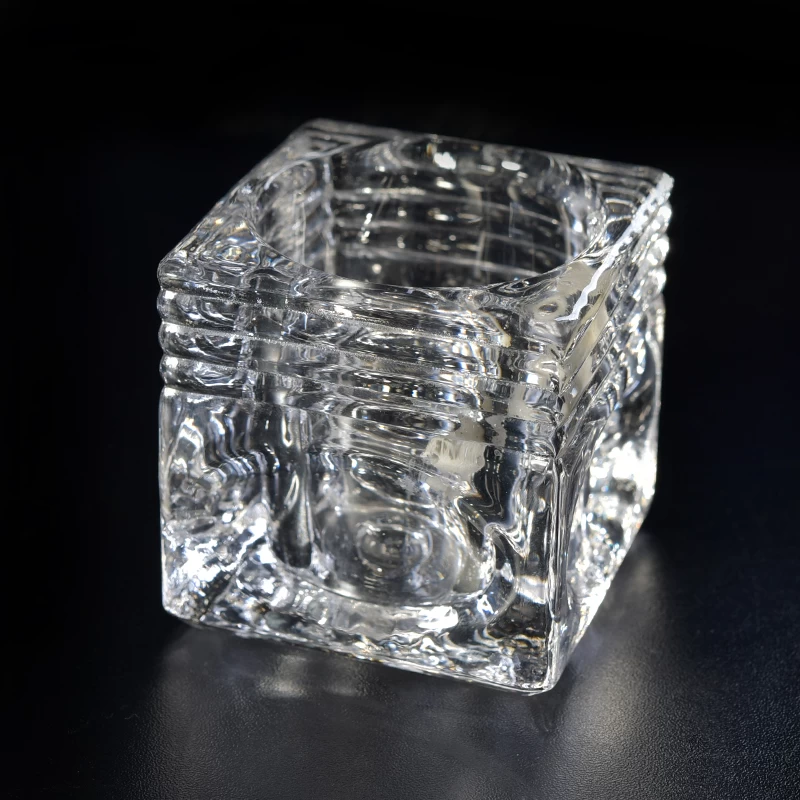 Square pattern glass candle holders