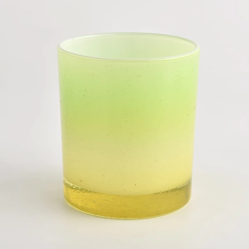 Hot sale 300ml gradient green color glass candle jar supplier