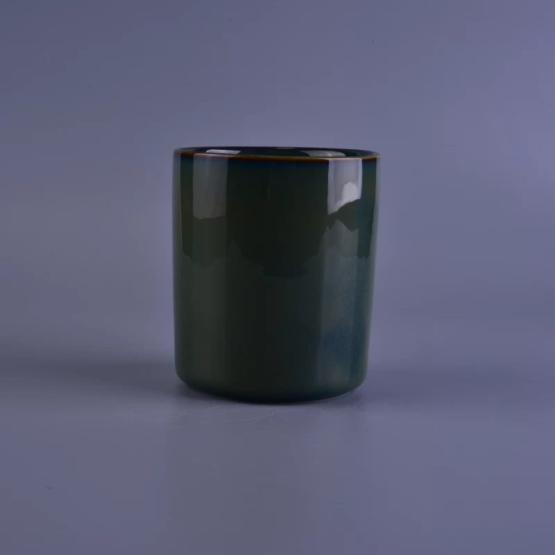 Hand made transmitation cylinder ceramic candle holder with glazing