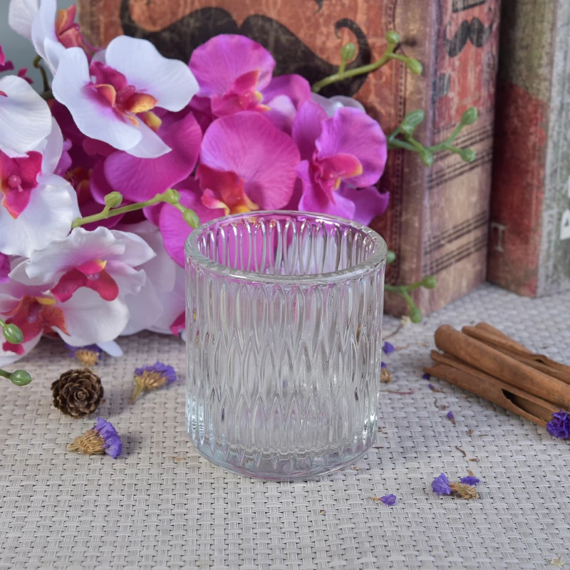Popular faceted design clear glass cylinder jar for scent candle