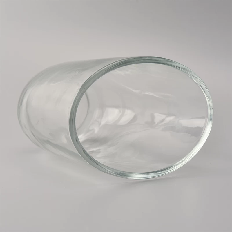 Elliptical transparent glass candle holder