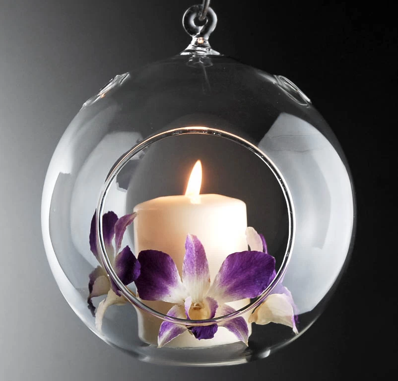 Tealight hanging glass candle holders