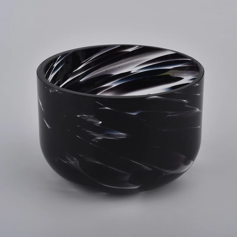black cased glass candle jar