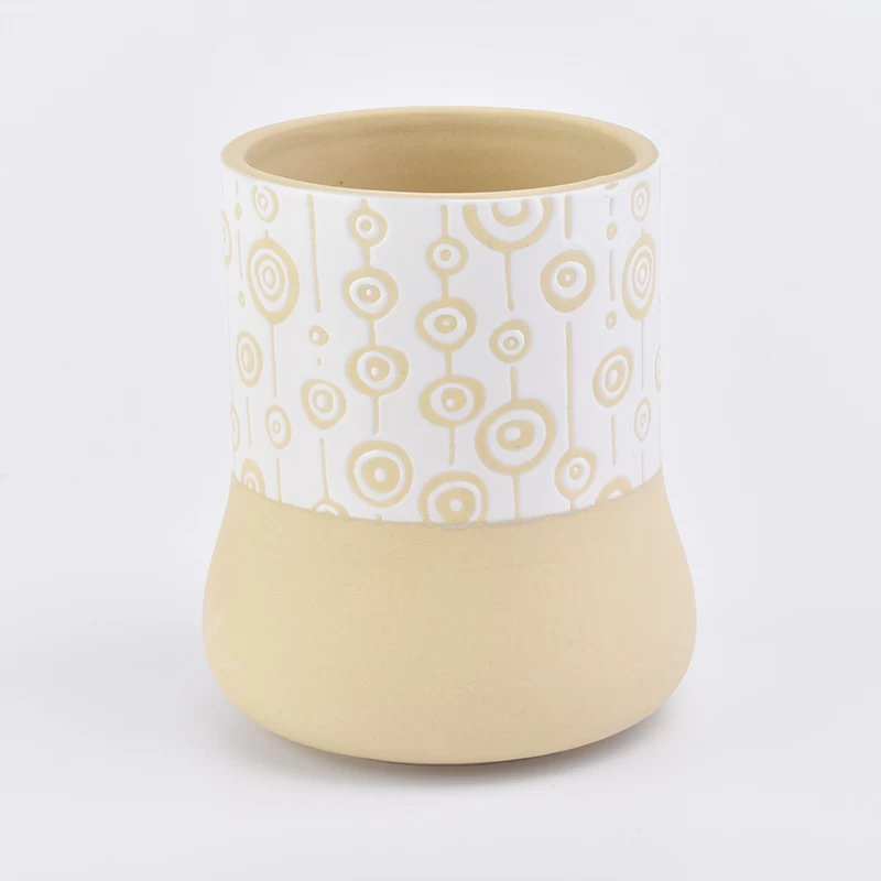 Unique ceramic candle jar round base