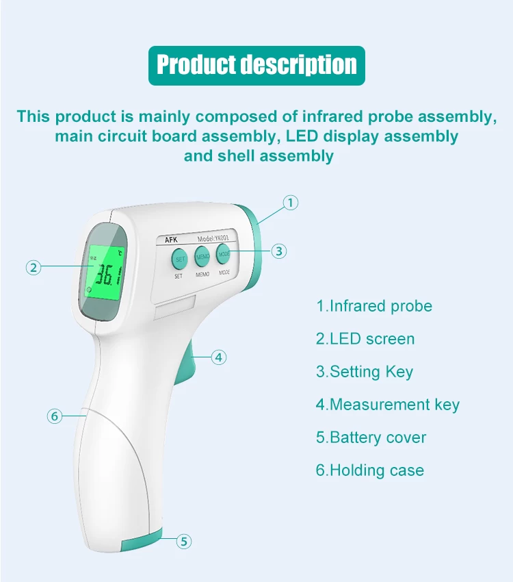 CE FDA Touch-free Infrared Forehead Thermometer 