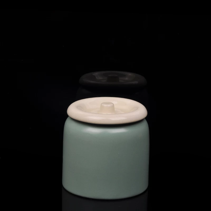 Ceramic candle jar with lid