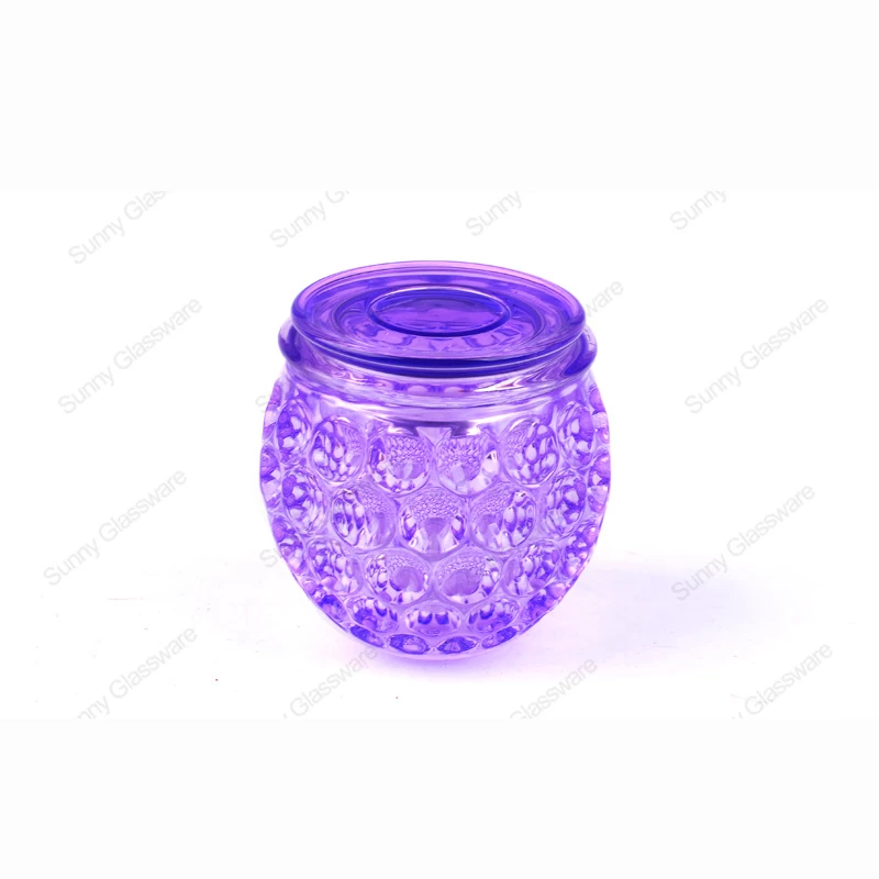 Crystal glass ball votive candle holder with lid