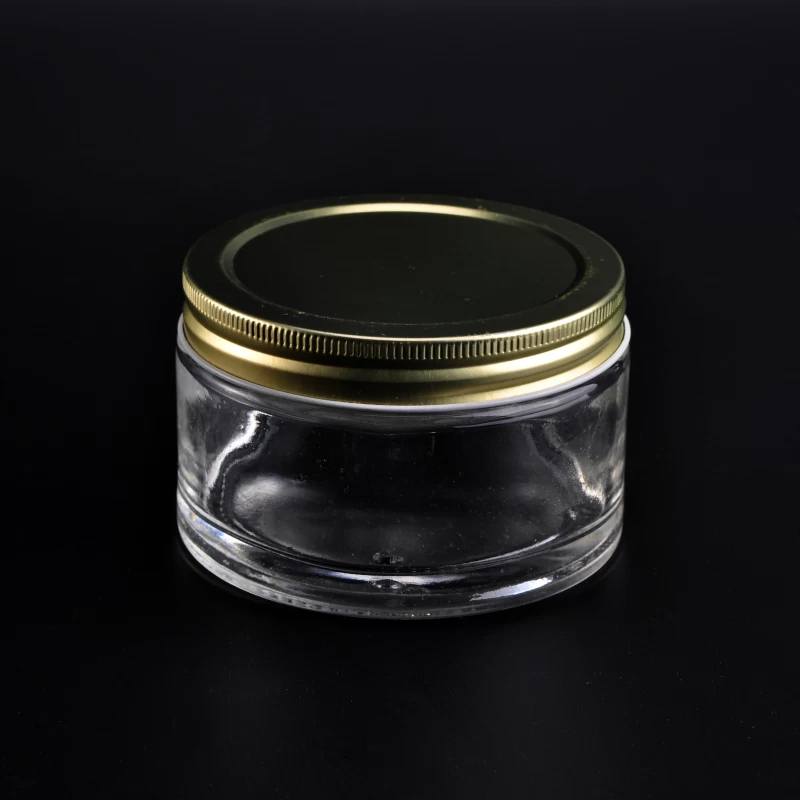 Small glass comestic glass jar with airtight metal lid