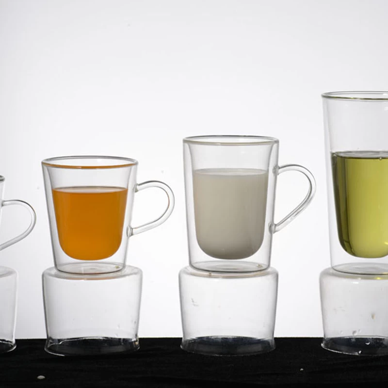 Unique design double wall glass mug wholesale