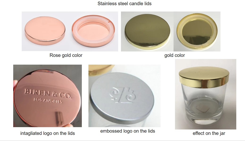 Rose Gold Metal Candle Jar Lids For Stainless steel material