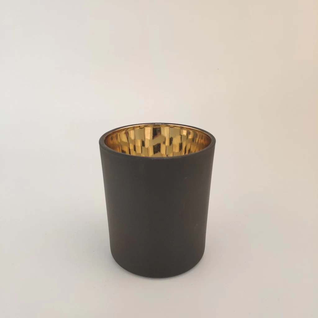 10oz cylinder matte black jar with gold interior