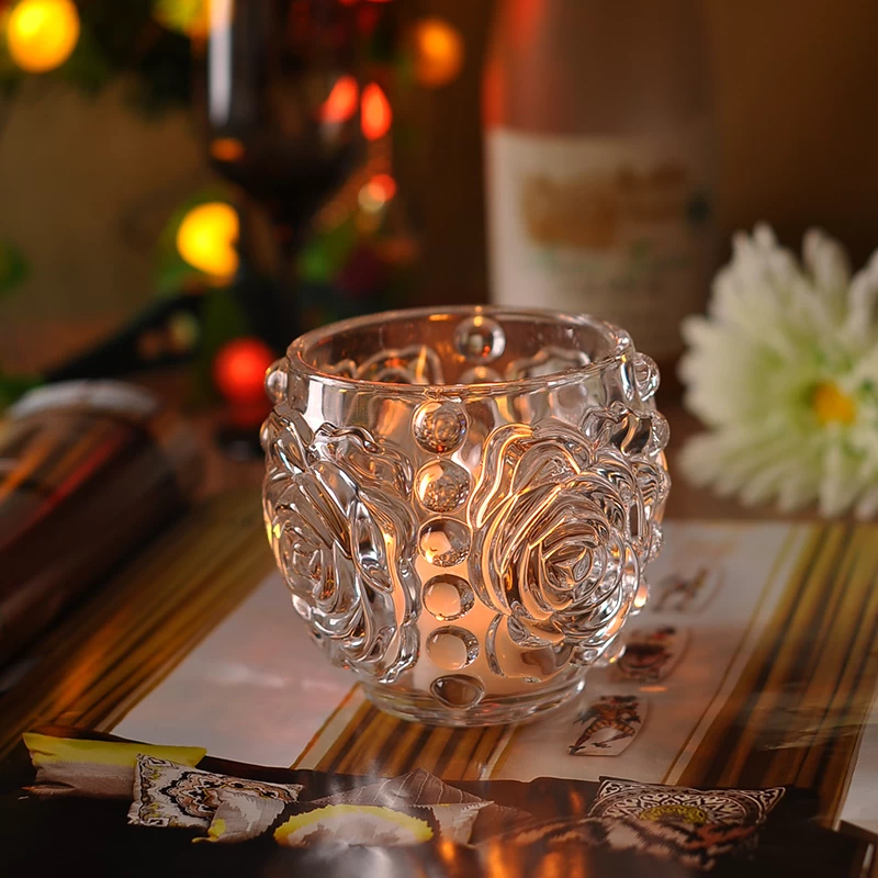 new flower pattern crystal glass candle holders