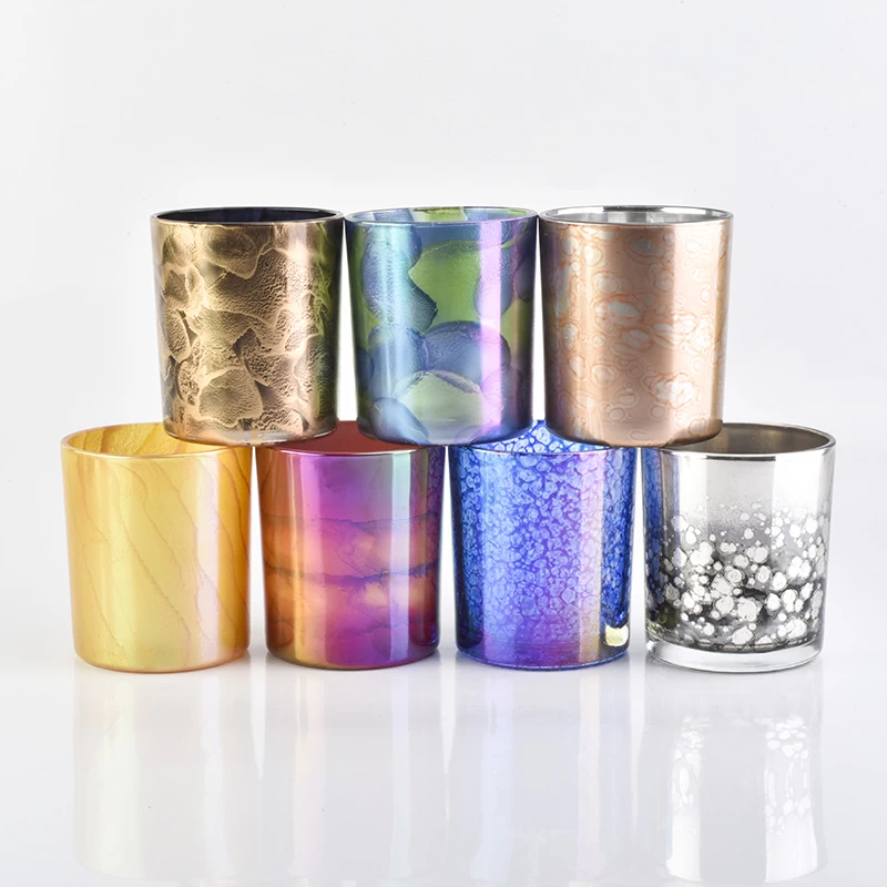 iridescent glass candle holders