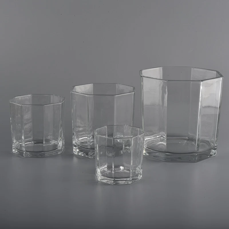 Popular Eight Sides Polygonal Glass Candle Jars Wholesale