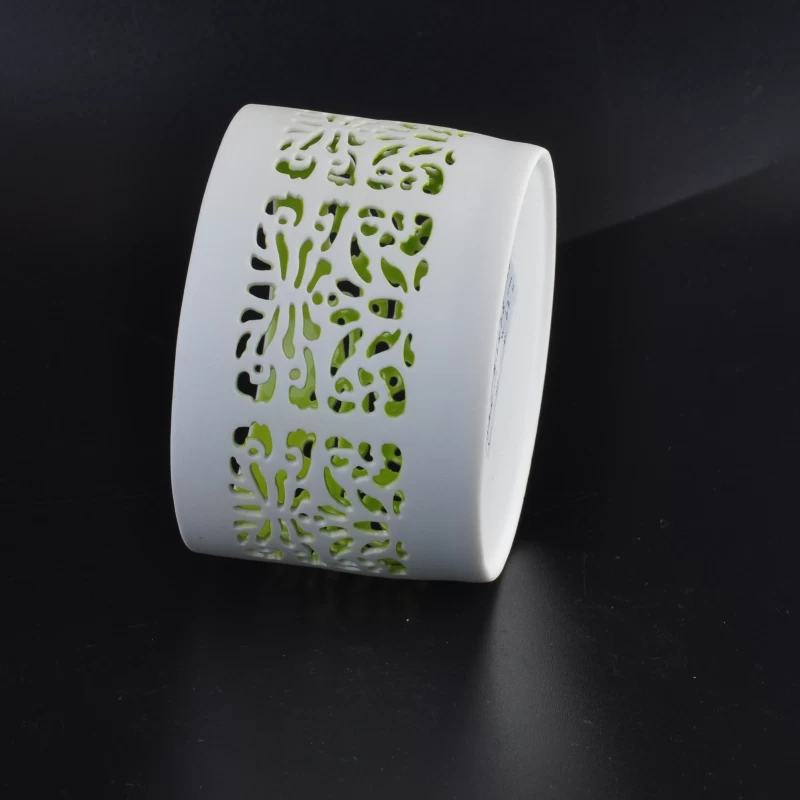 Wholesale colored ceramic candle holder hollowed-out holder