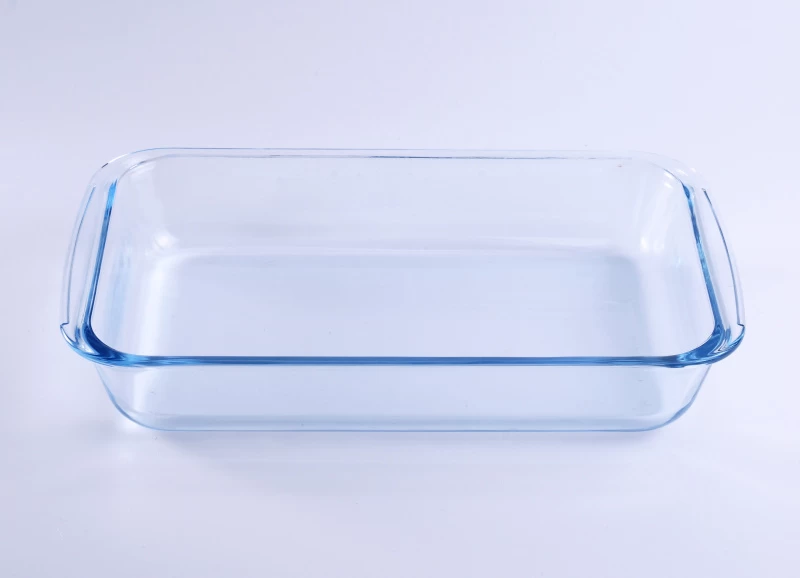Clear blue rectangle pyrex glass charger plate