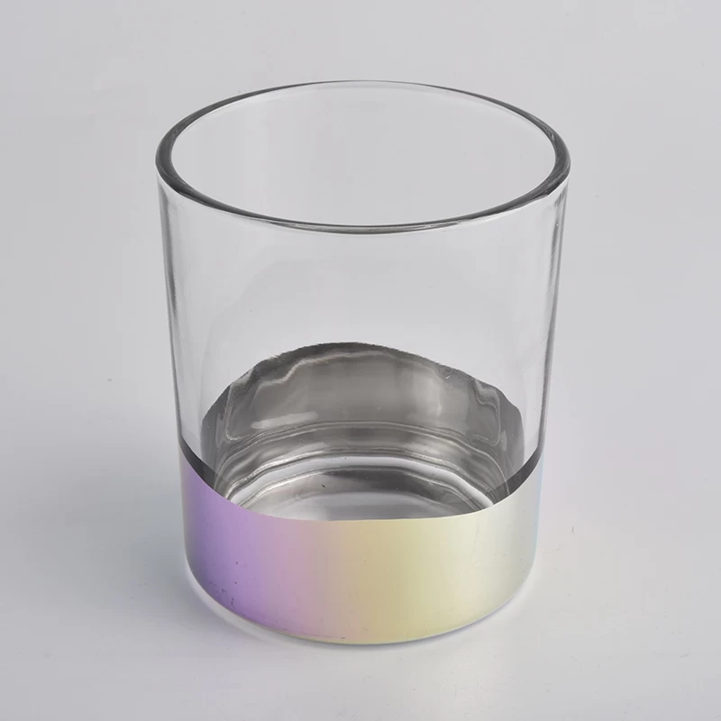 iridescent bottom glass candle jar 400ml