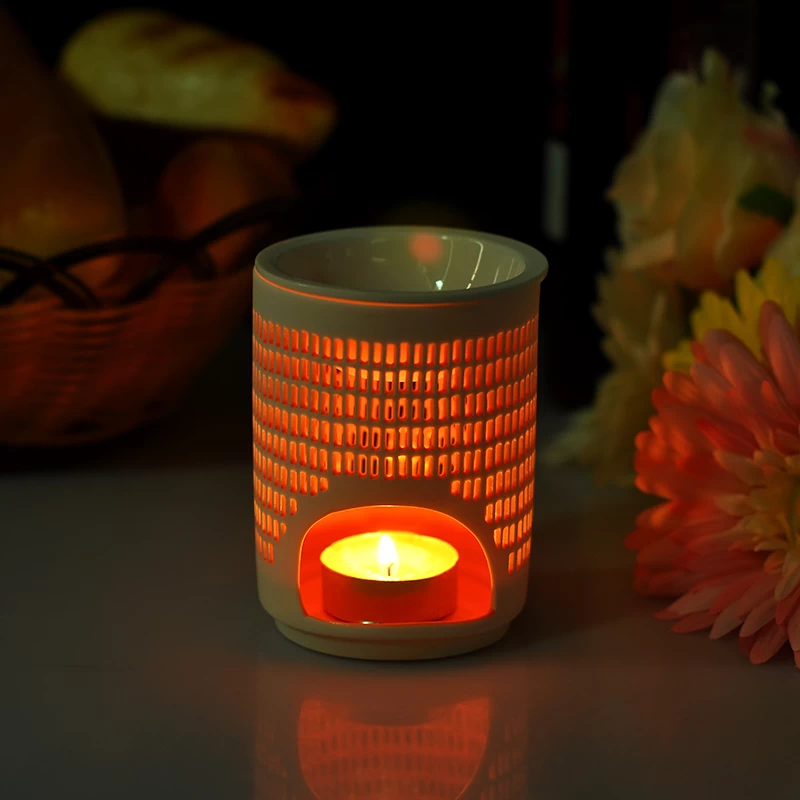 hollow design ceramic vigil lamp candle holder