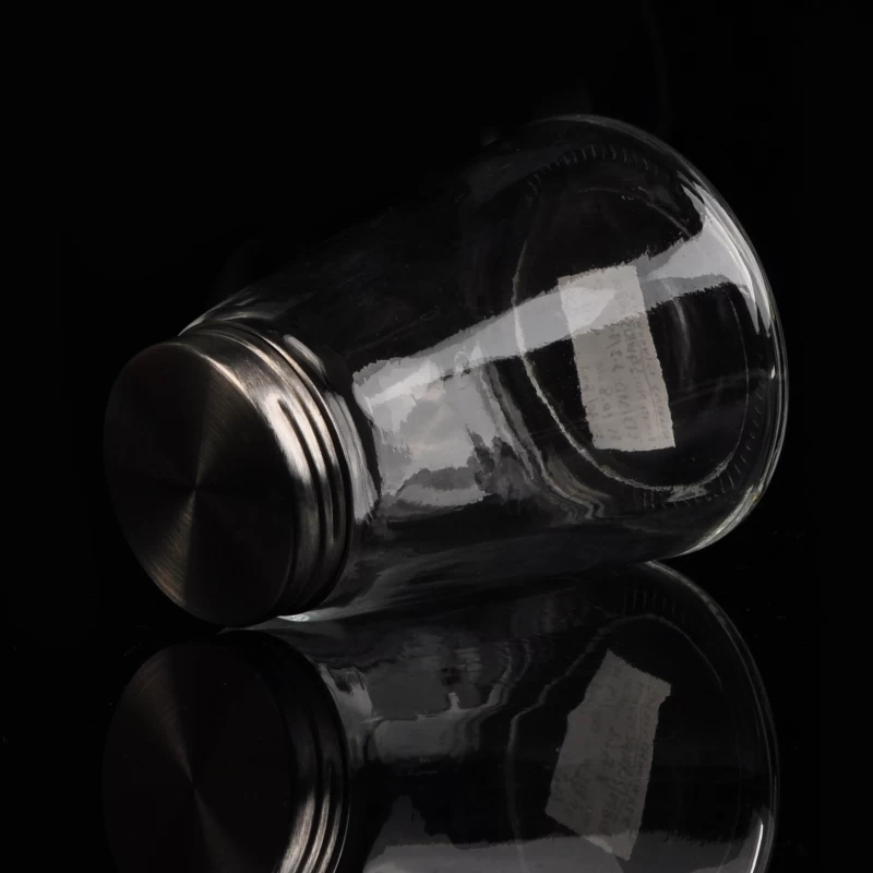 tapered shaped glass jar with metal lid storage container wholesaler