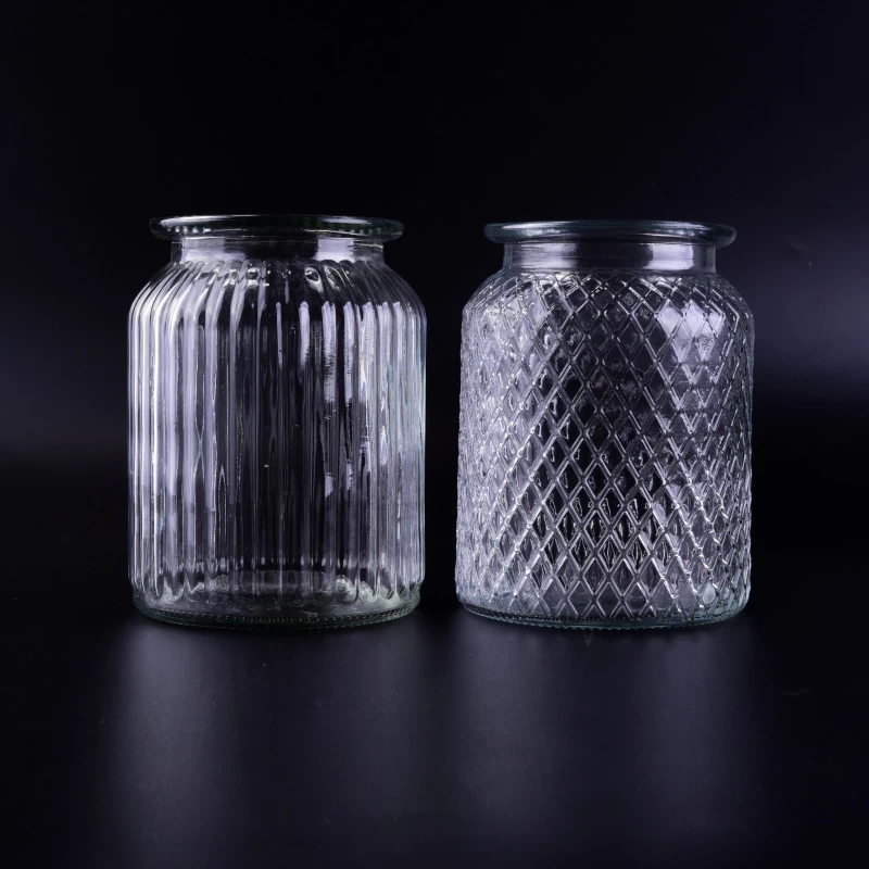 Large round strip container mason glass jar