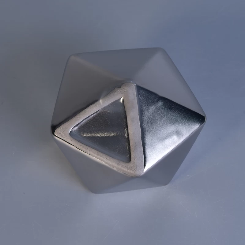 Unique silver diamond design ceramic jar for scent candle 
