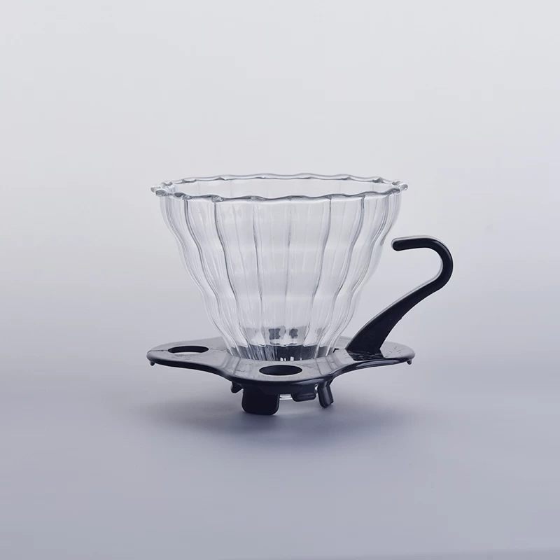 Unique Boroslicate Glass Coffee Filter with black stand and handle