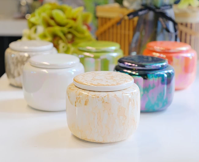13oz Glazed ceramic candle jars wholesale