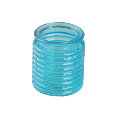 blue glass candle holder  