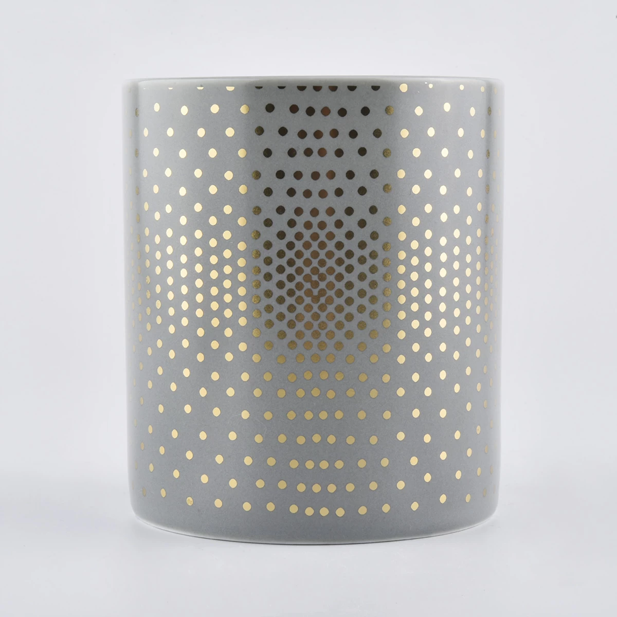 Matte Gray Ceramic Candle Vessels With Custom Pattern