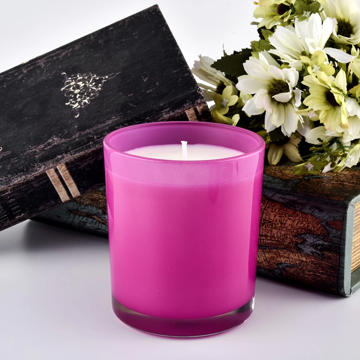 translucent luxury ombre pink candle jar