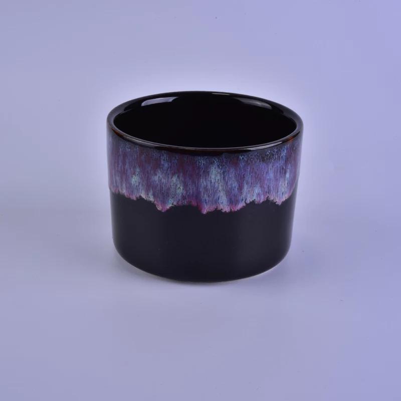  Newly colorful transmutation glaze home decor ceramic candle jar 