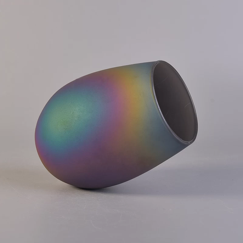 18oz Gradient frosted rainbow Oval glass candle holders