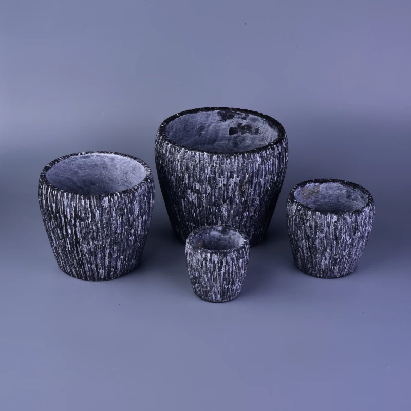 black pattern ceramic candle jar