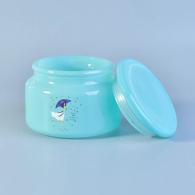 blue candle jar with lid