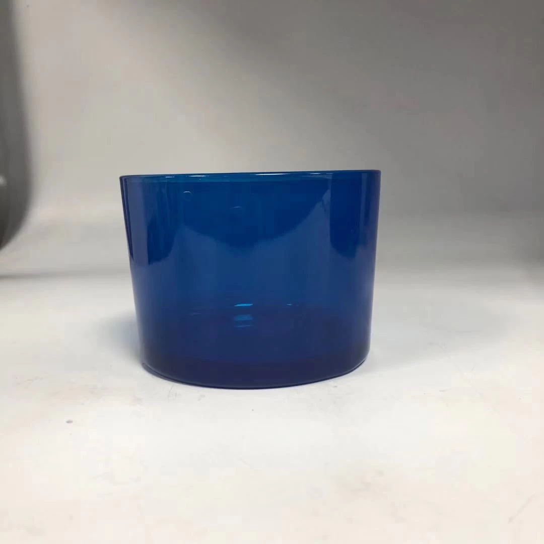 navy blue decorative glass candle jar