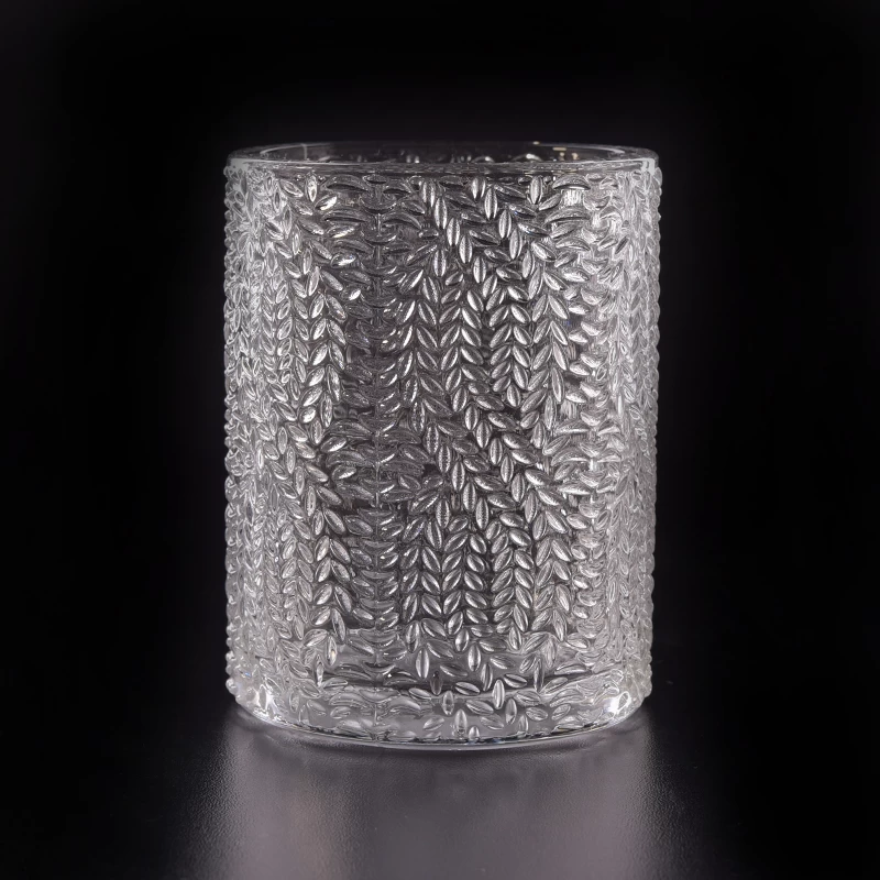 Wholesale beautiful luxury decorative embossed glass candle holder
