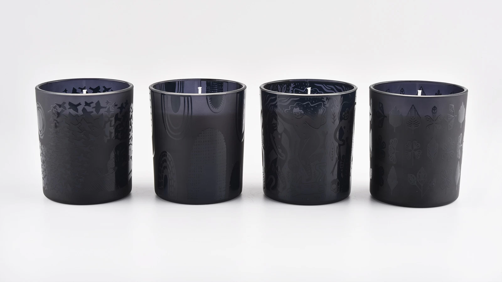 Luxury Matte Black Glass Candle Jar With Logo