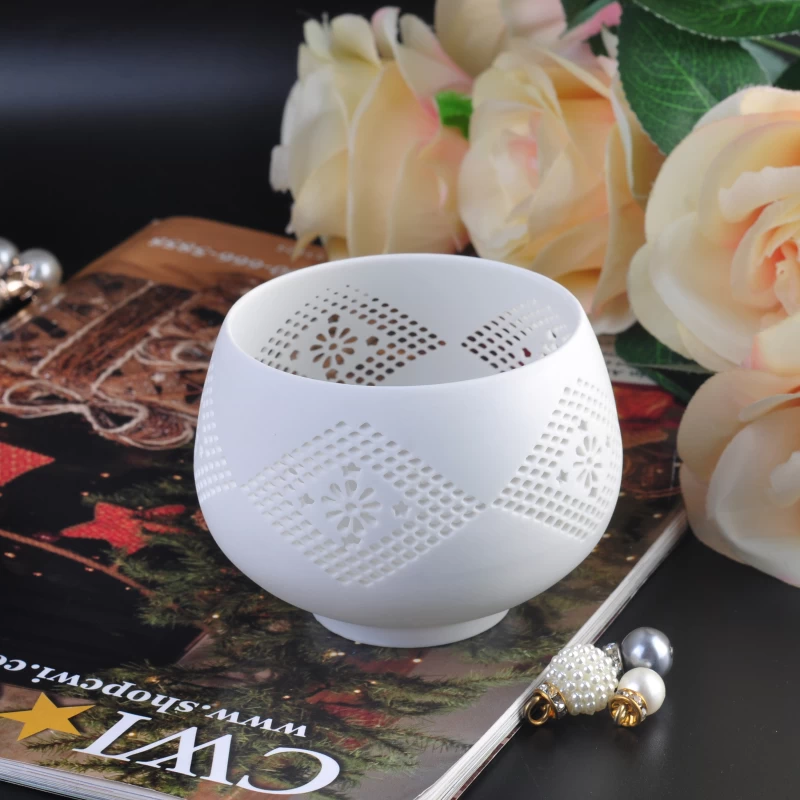 Bowl Shape White Decorative Tealight Ceramic Candle Holder