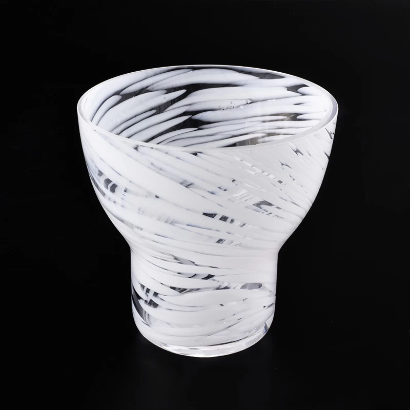 White pattern warping glass candle holders
