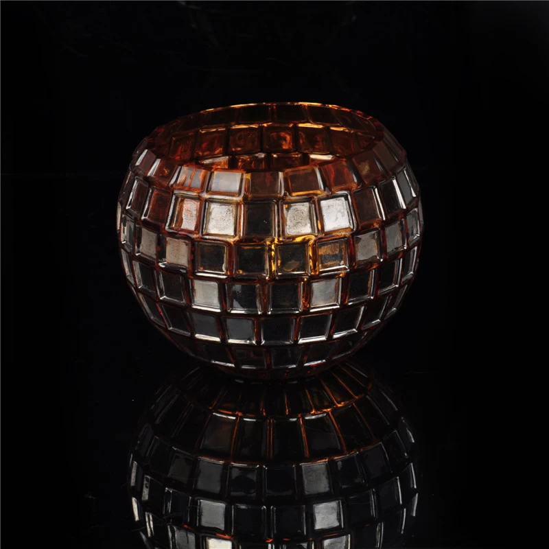 ball shape handmade glass candle holder