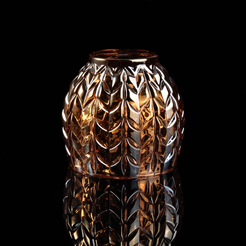 Embossed Machine Pressed Color Sprayed Electroplated Inside Glass Candle Jar
