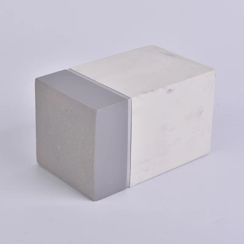 10oz Two tone color square concrete candle jars 