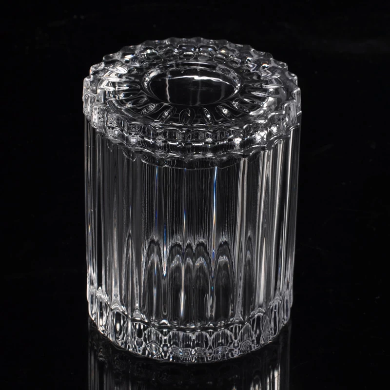 Transparent crystal glass candle holder with lid