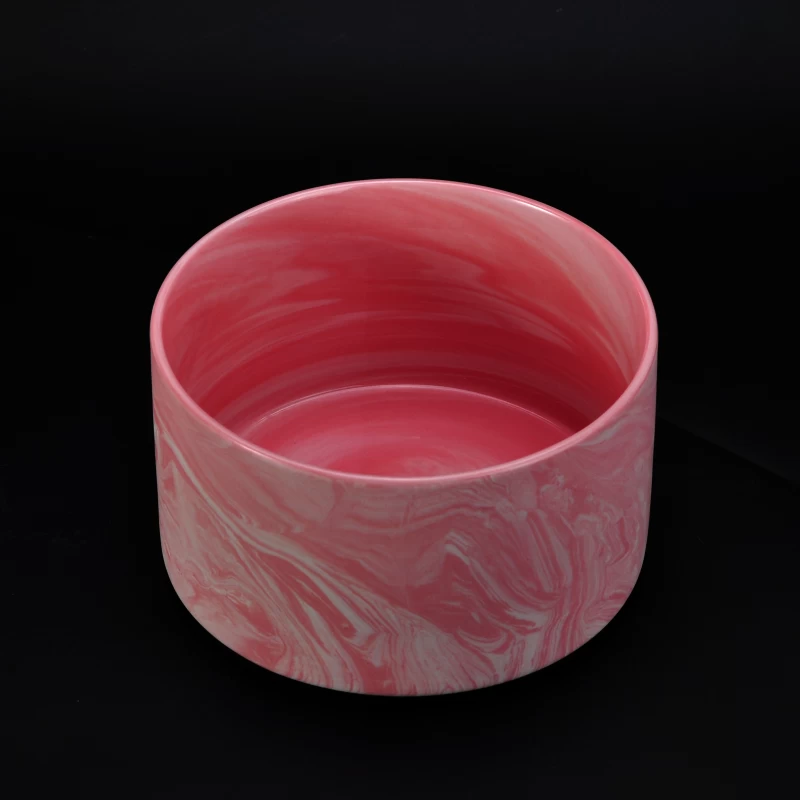 20oz Pink Marble Ceramic Candle Holder