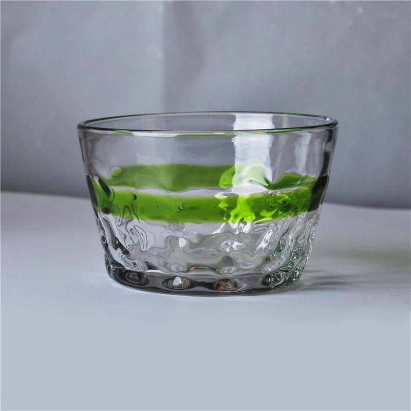 Hand made beautiful bowl shape colored glass candle holder